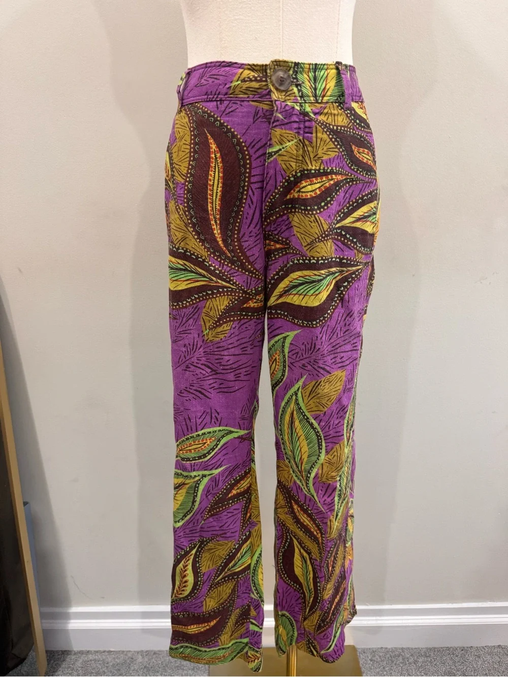 ZARA Multicolor Linen Cropped Pants | Size Medium | Made in Morocco